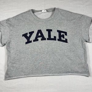 Yale Sweatshirt Womens L Yale University Gray Cropped